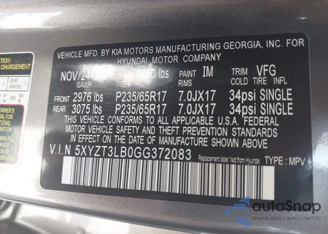 2016 Hyundai Santa Fe Sport 2.4L из США, поврежденный, VIN 5XYZT3LB0GG372083